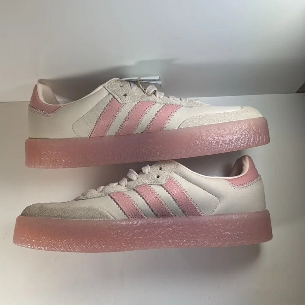 Adidas Sambae Wonder Quartz Women's Size 8.5 Cream Pink Leather Suede Sneakers - Picture 7 of 12